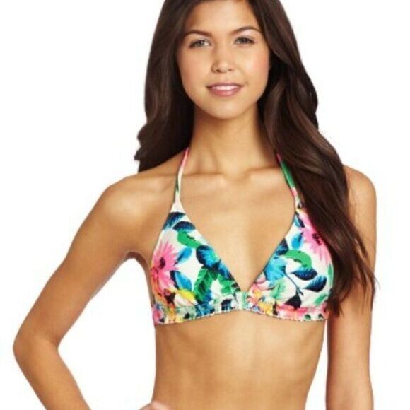 Bikini Lab Juniors' Back to Tropicali Banded Triangle Top Sz M - Picture 3 of 9